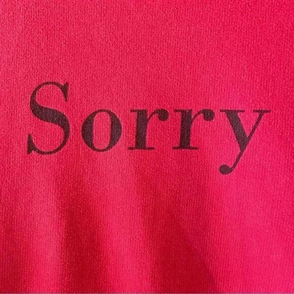 KOAJ Red Long Sleeves Crewneck “Sorry” Cotton Sweatshirt Sz S - Picture 7 of 9